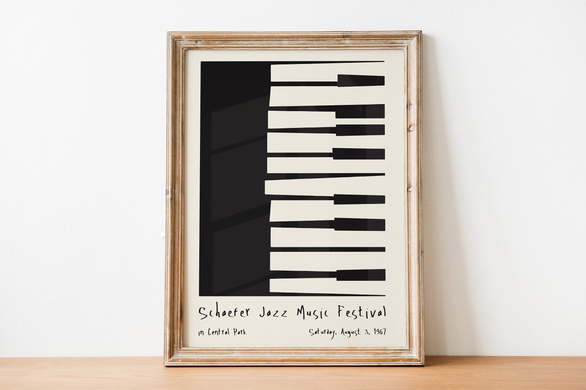 Schaefer Jazz Music Festival 1967 Piano Keyboard Central Park Poster - Image 3