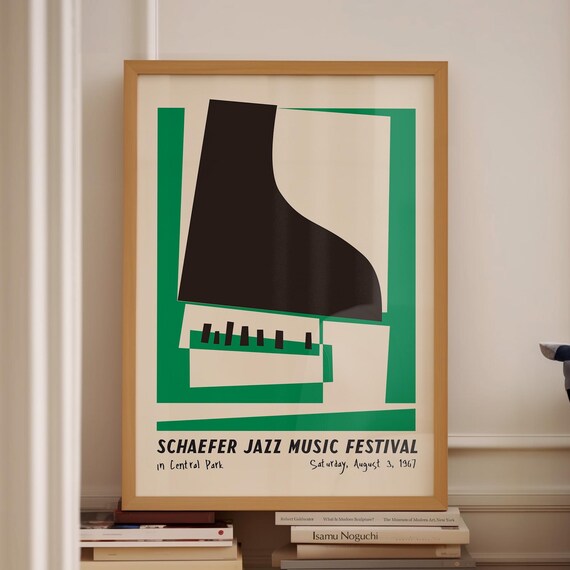 Schaefer Jazz Music Festival 1967 Piano Graphic Retro Concert Poster