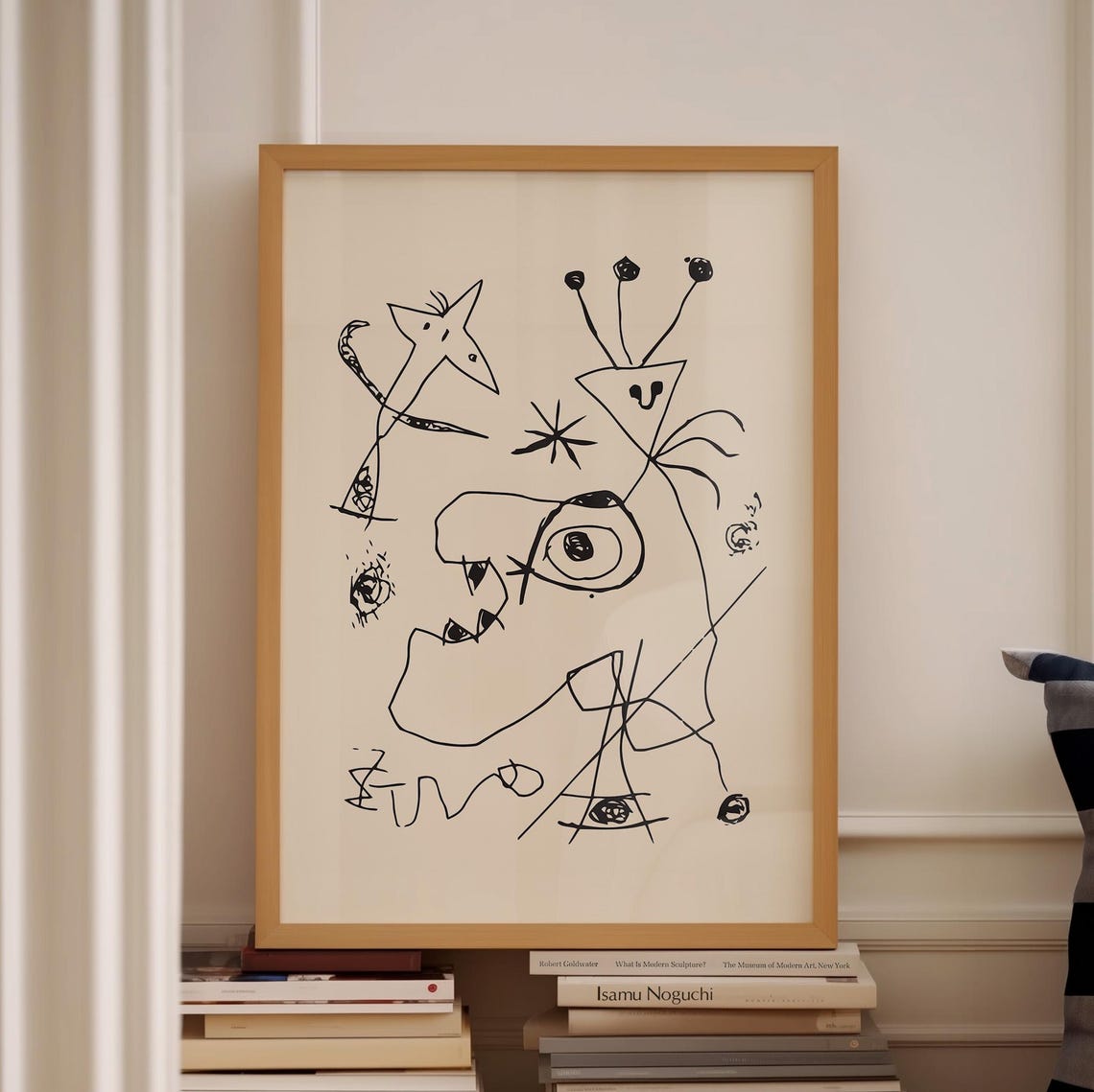 Joan Miro Surrealist Black Ink Line Drawing Modern Abstract Art Poster