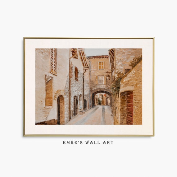 Italy Vintage Cityscape Art Print, Neutral Scenery