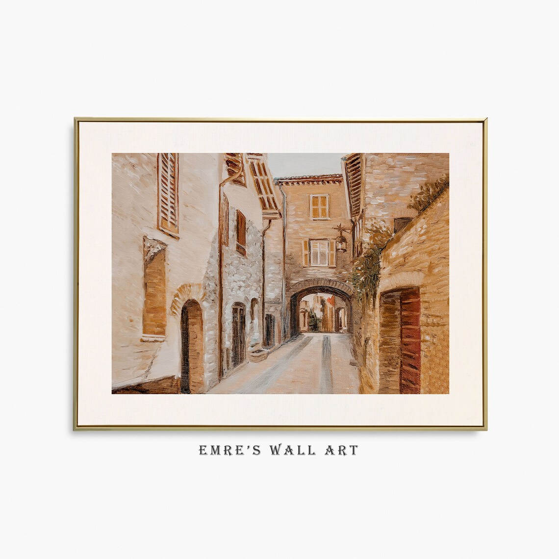 Italy Vintage Cityscape Art Print, Neutral Scenery