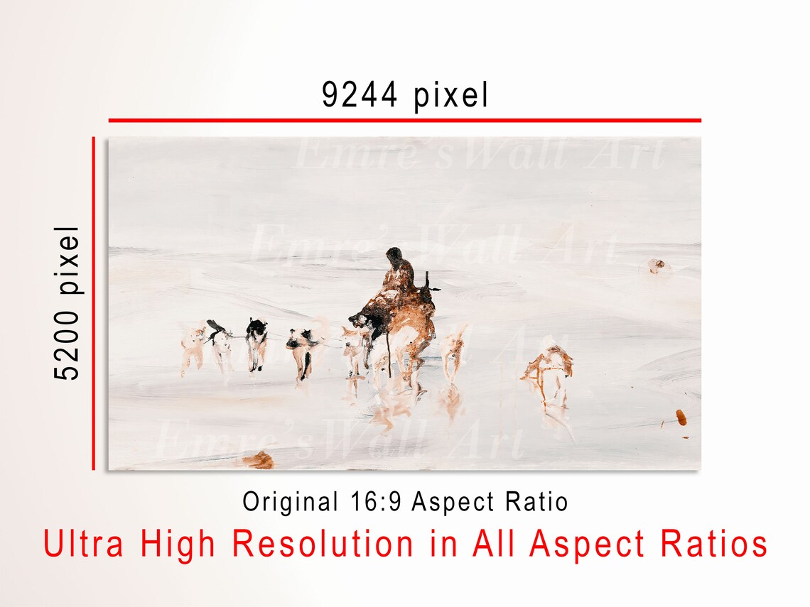 Abstract Winter Horse Rider Dogs Snow Painting Expressive Poster - Image 3