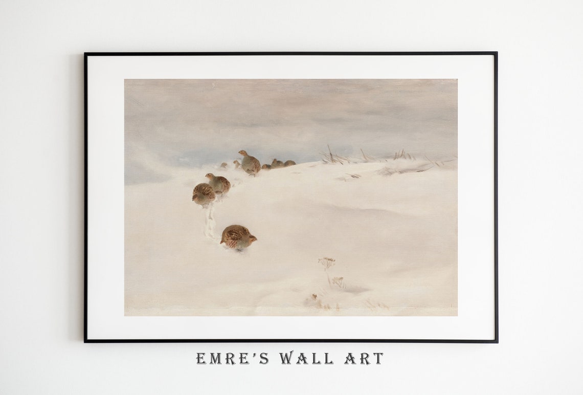 Chicken Painting Country Farm Painting Vintage Winter Print Vintage Farmhouse Wall Decor Vintage Nursery Painting Country Decor Print - Image 4