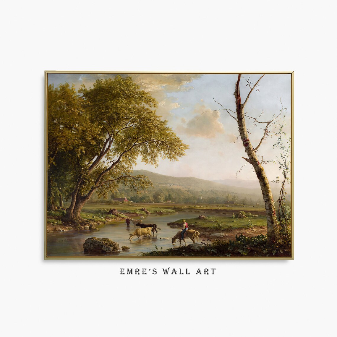 Vintage Countryside Painting, Country Landscape Art Print
