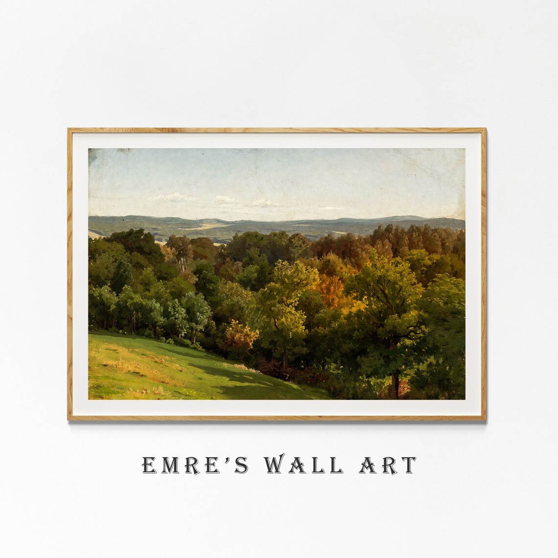 Vintage Green Forest Landscape Art Print, Rustic - Image 4