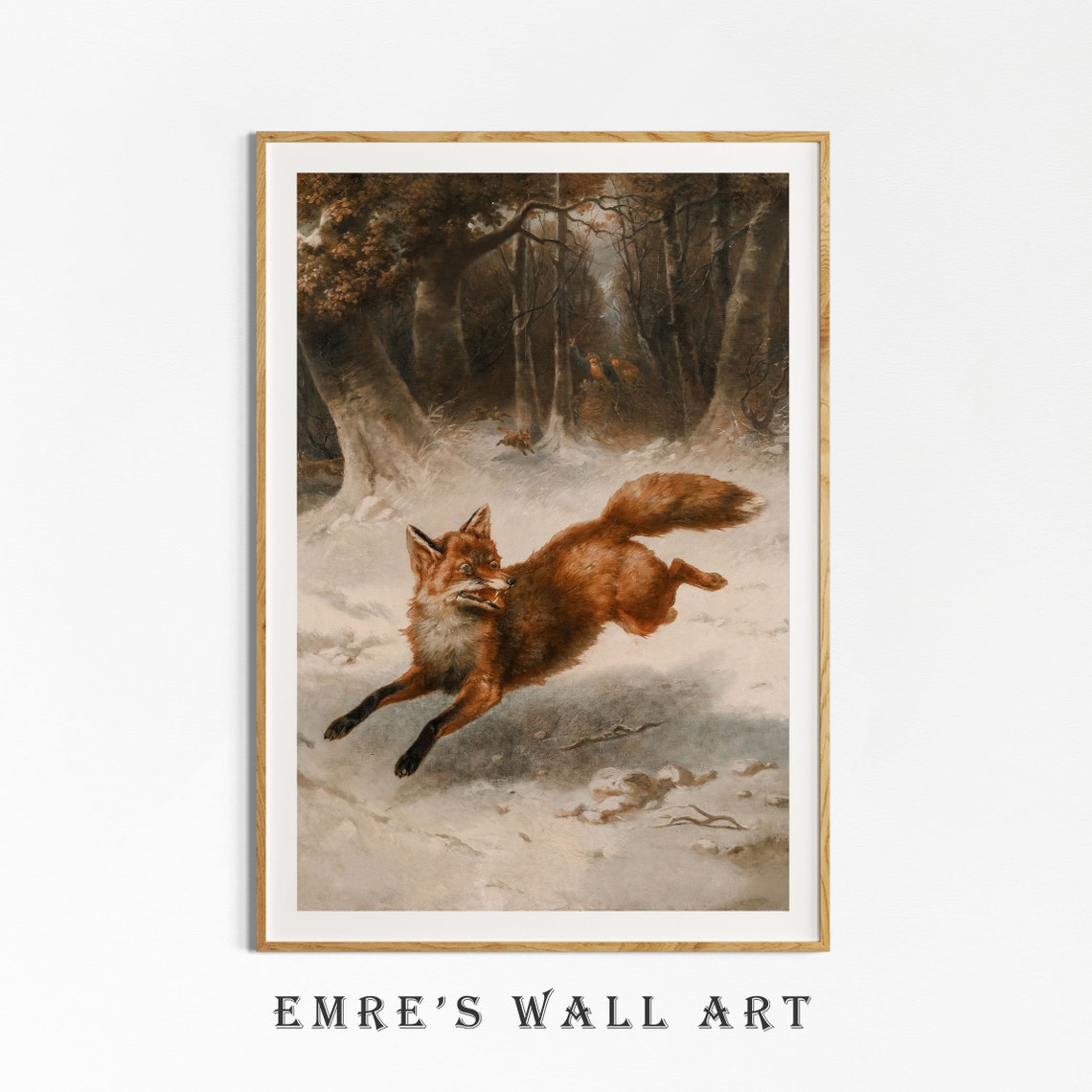 Fox Oil Painting Vintage Forest Painting Print Fox Art Print Vintage Winter Oil Painting Vintage Farmhouse Fox Wall Decor Print - Image 4