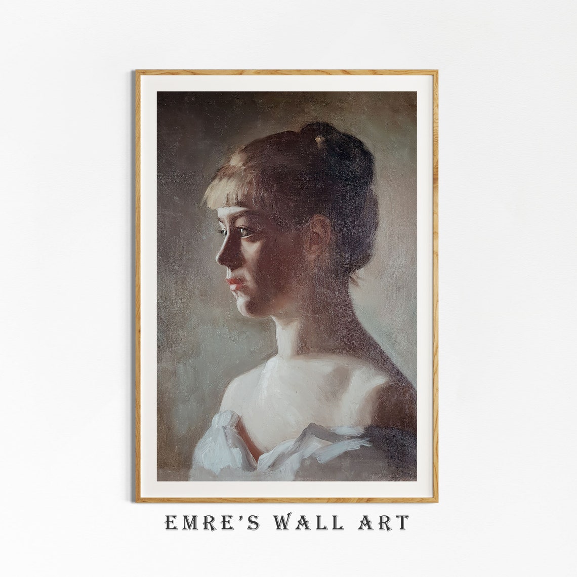 Woman In Profile Vintage Oil Portrait Painting Neutral Elegant Poster - Image 4