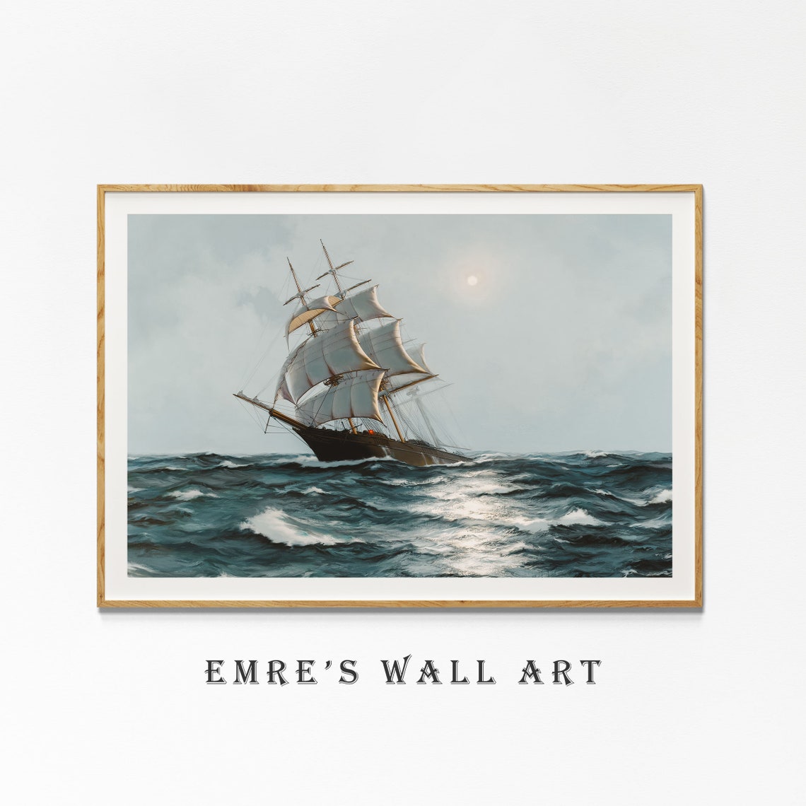 Tall Ship at Sea Oil Painting Vintage Sailing Vessel Ocean Poster - Image 4