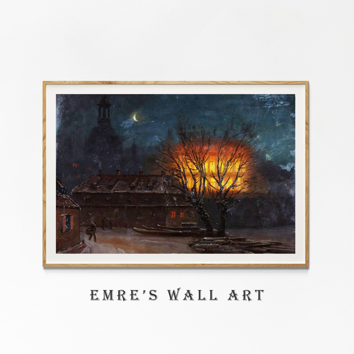 Vintage Moody Winter Oil Painting Art Print - Image 4