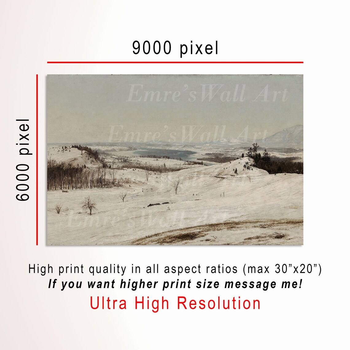 Vast Snowy Hills Frozen Lake Vintage Winter Countryside Panorama Poster - Image 3