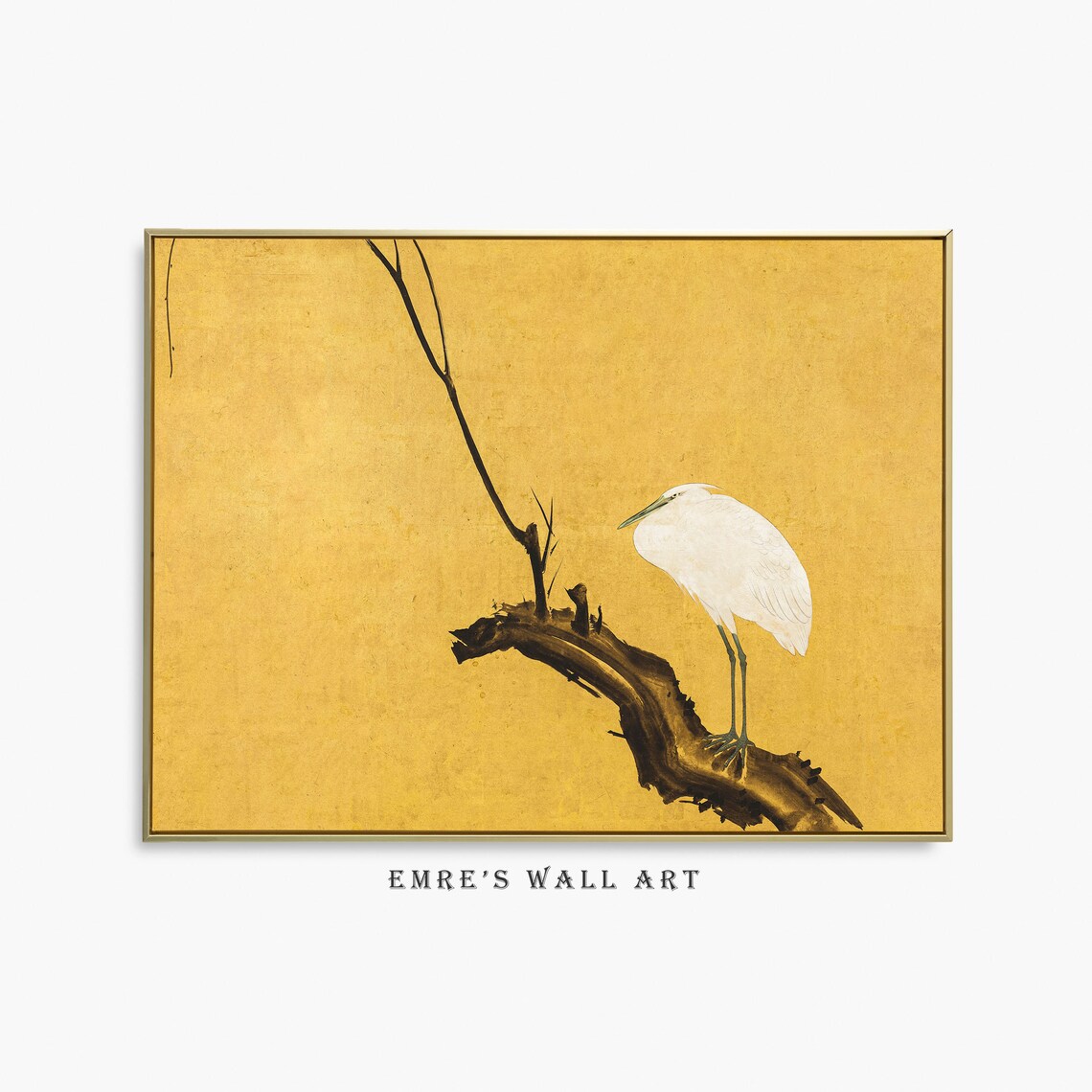 Heron Vintage Bohemian Japan Wall Art Print