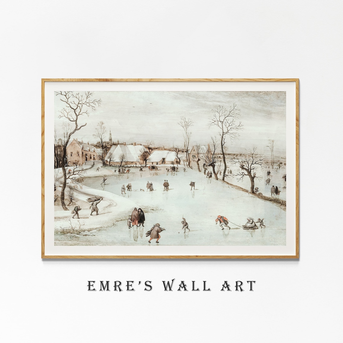 Skating People Winter Landscape Art Print - Image 4