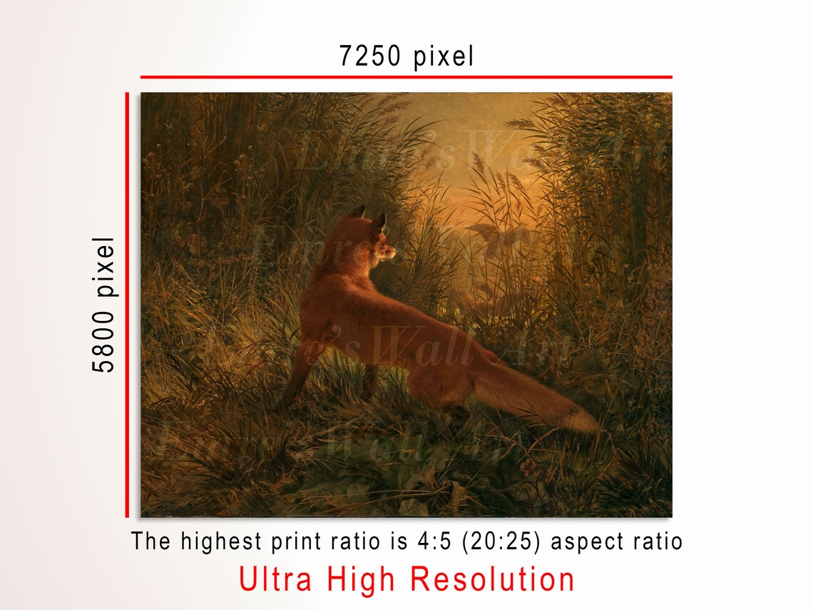 Fox Painting, Rustic Vintage Animal Landscape - Image 3