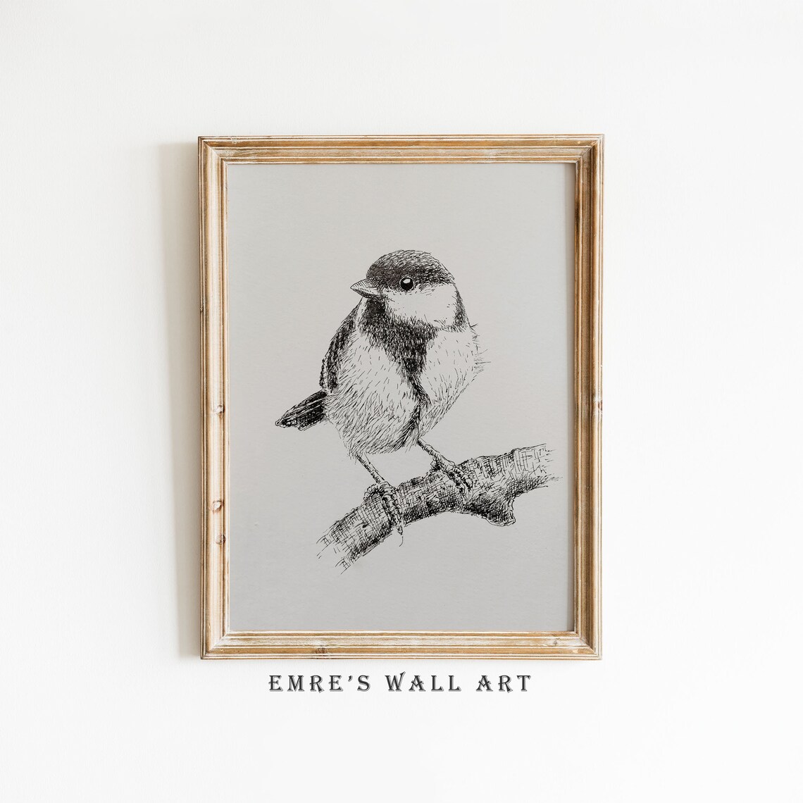 Bird Sketch Vintage Farmhouse Art Print, Sparrow