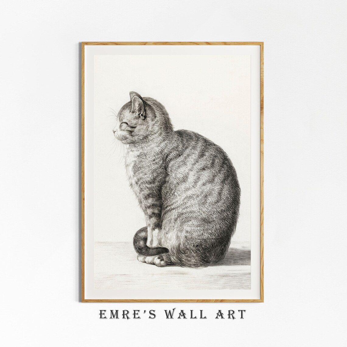 Vintage Cat Sketch Art Print, Antique Drawing - Image 2