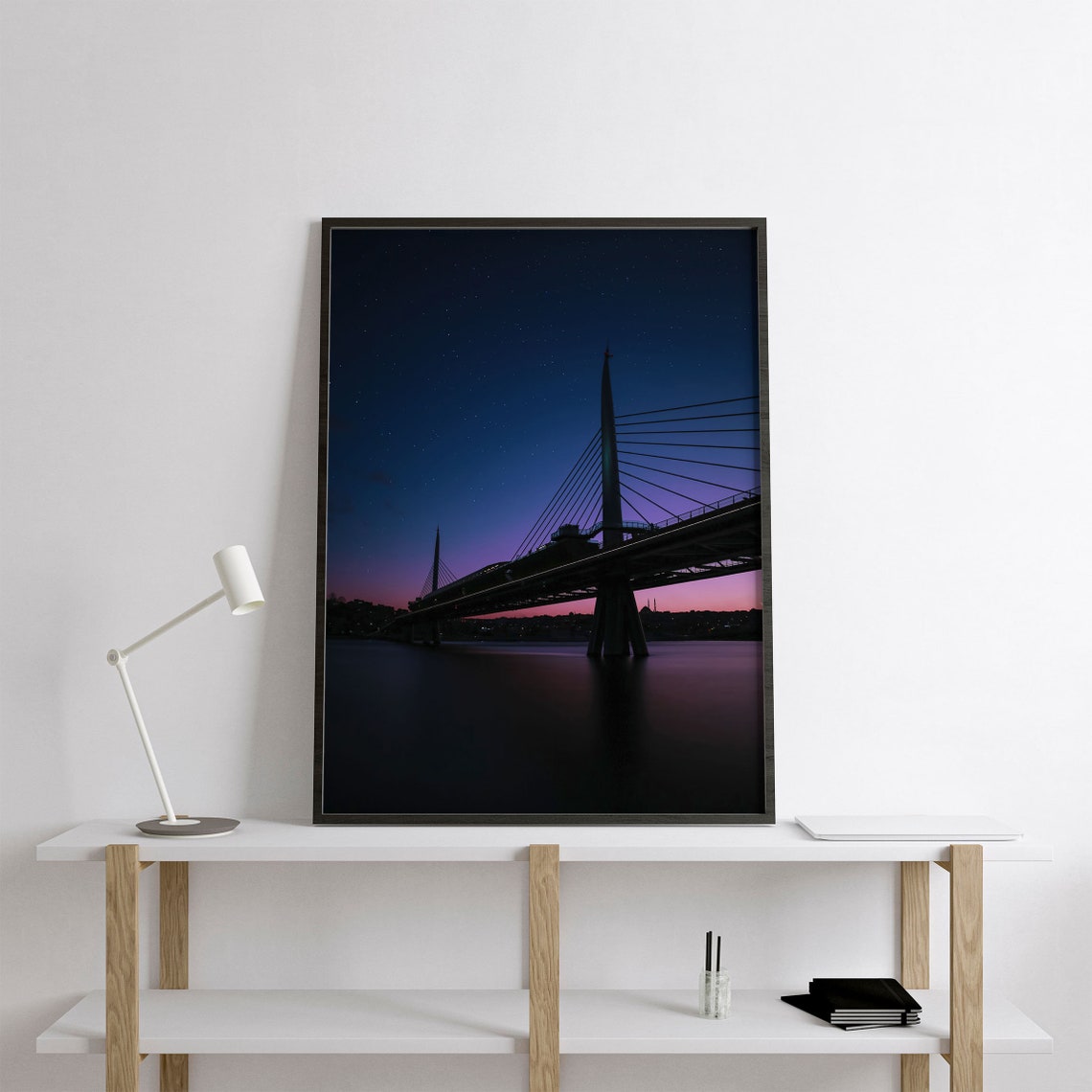 Istanbul Cable Bridge Starry Night Sky Cityscape Photo Poster - Image 2