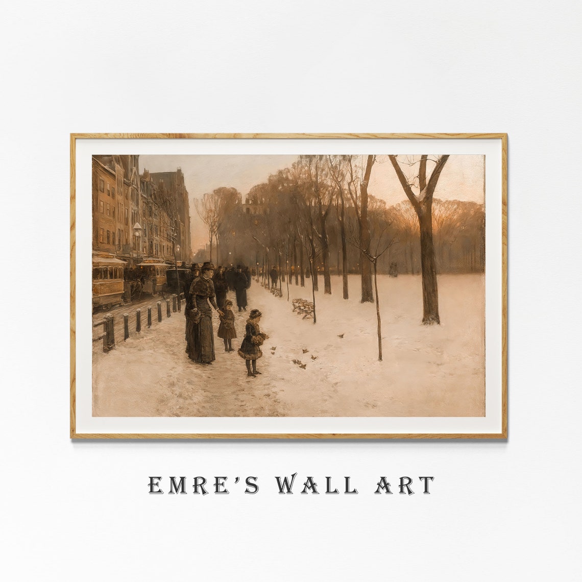 Paris Winter Oil Painting Vintage Winter Art Painting French Cityscape Wall Decor Antique Winter Wall Decor Winter Art - Image 4