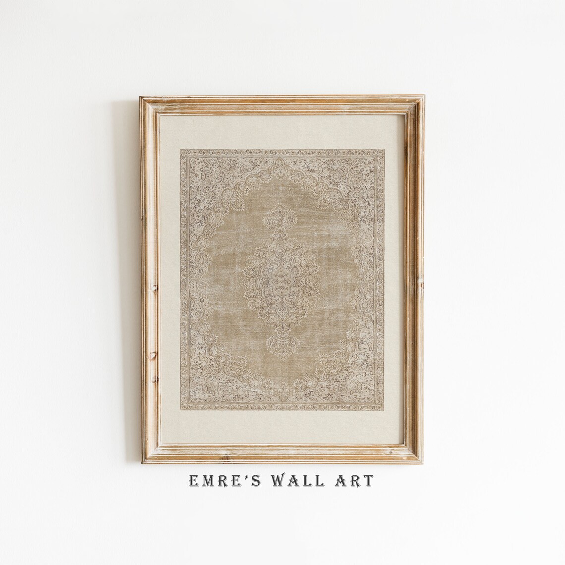 Vintage Tapestry Textile Art Print, Neutral Rug Art
