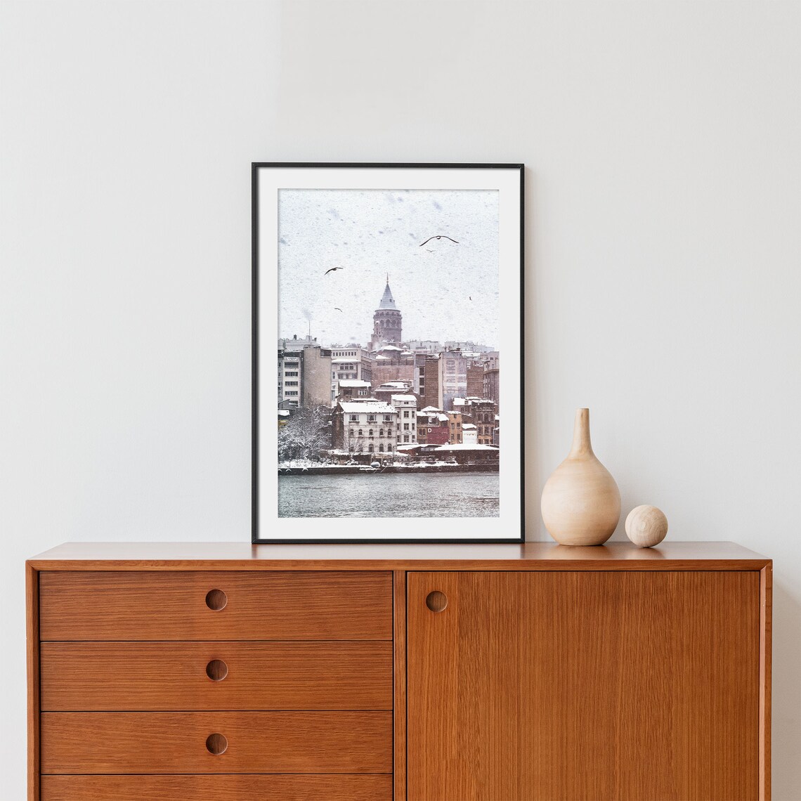 Snowy Istanbul Winter Cityscape Art Print - Image 2