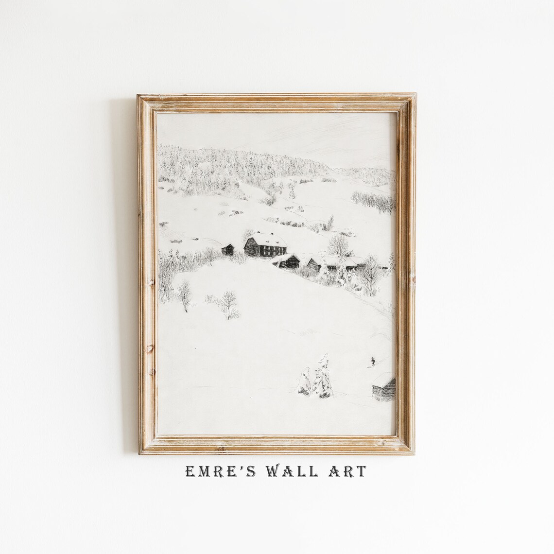 Simple Winter Sketch, Rustic Winter Landscape