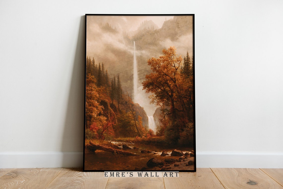 Autumn Valley and Waterfall Mountain Two Piece Landscape Set Poster - Image 2