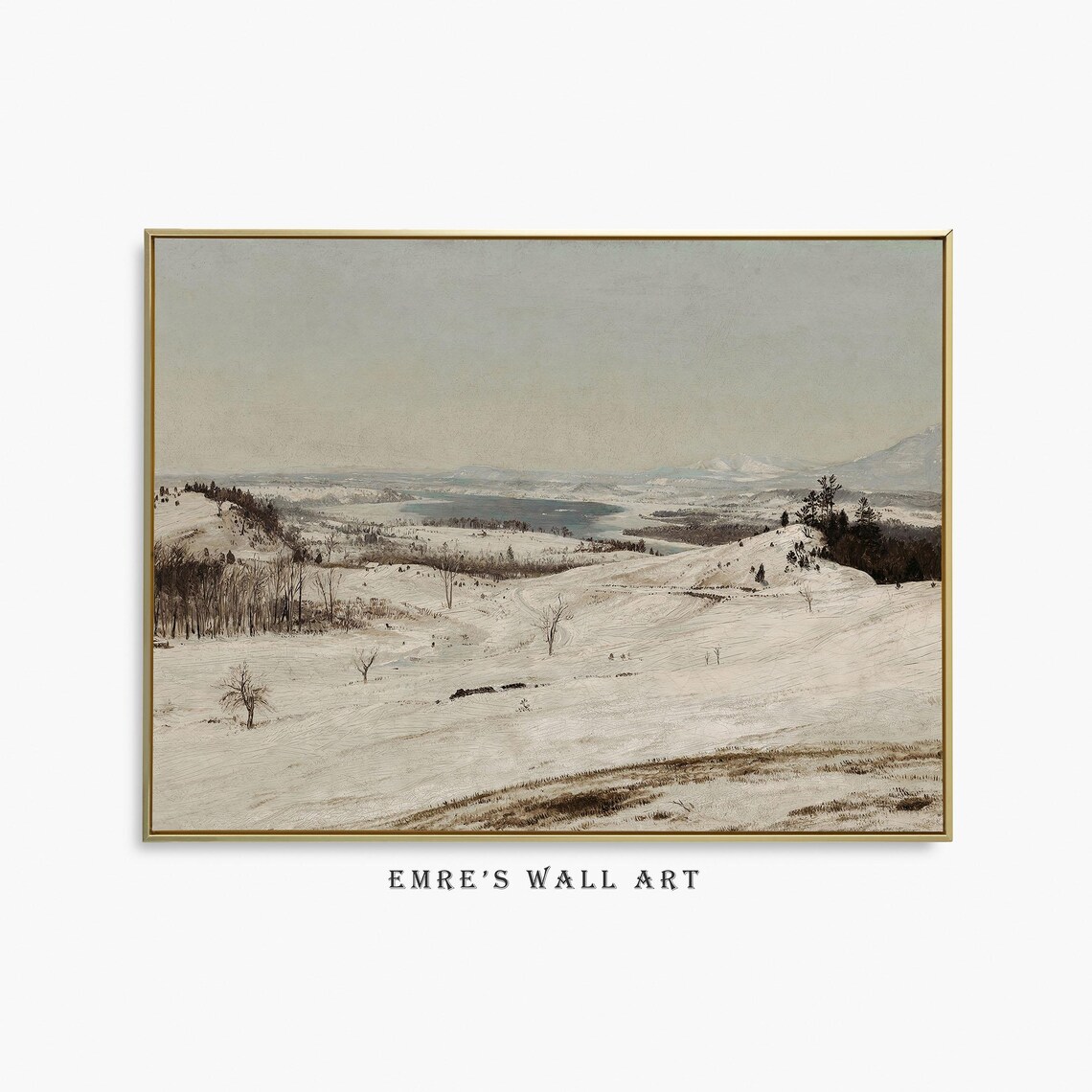 Vast Snowy Hills Frozen Lake Vintage Winter Countryside Panorama Poster