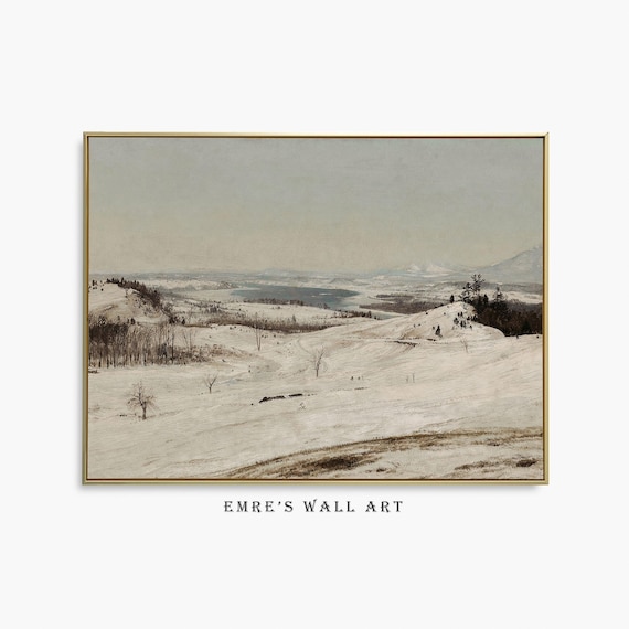 Vast Snowy Hills Frozen Lake Vintage Winter Countryside Panorama Poster