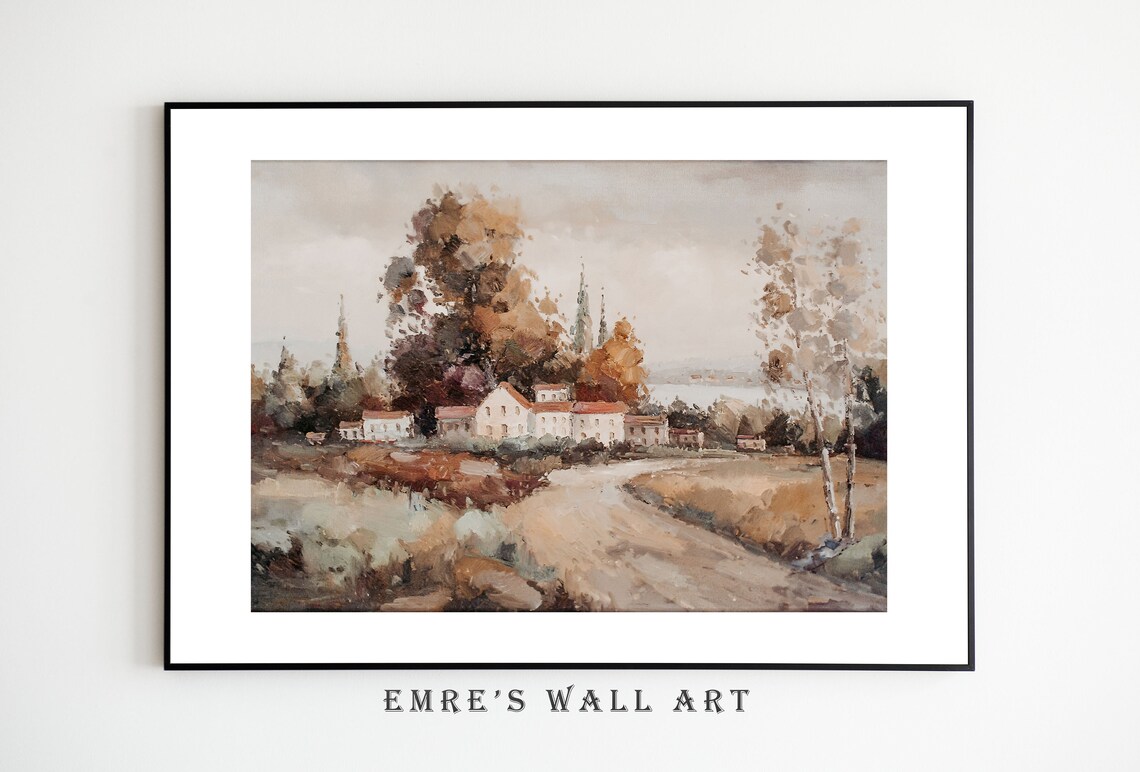 Set of 5 Neutral Vintage Gallery Prints Rustic Landscape Floral Wall Art - Image 2