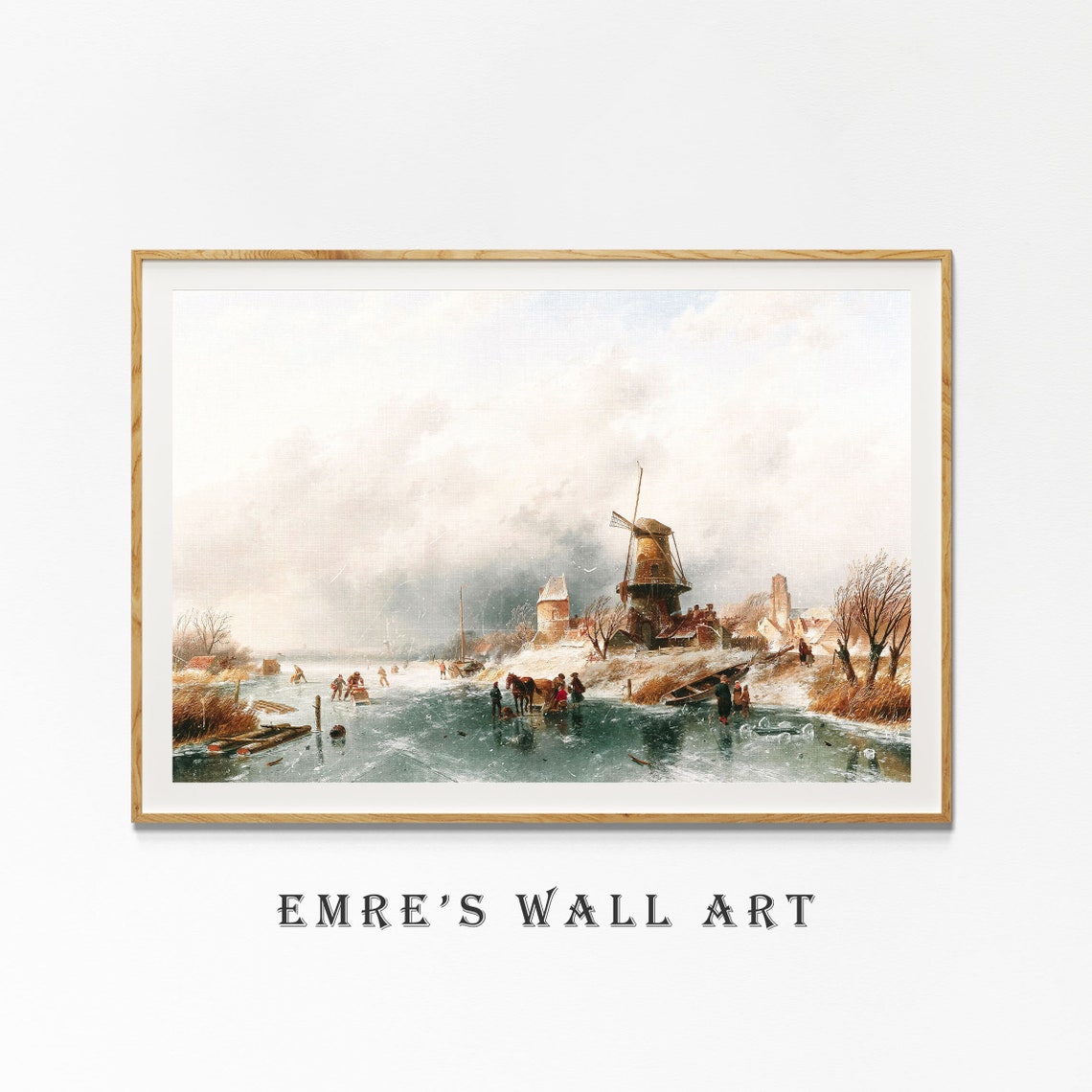Frozen Canal Windmill Skaters Horse Sled Winter Dutch Art Poster - Image 4
