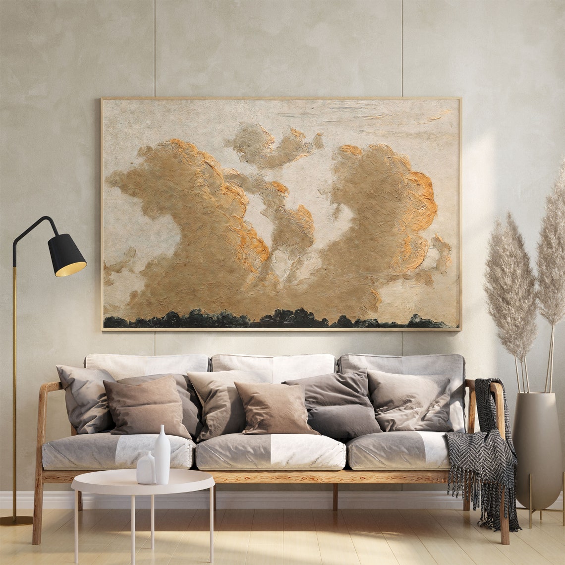 Dramatic Golden Cloud Sky Vintage Sky Study Neutral Tones Poster - Image 2