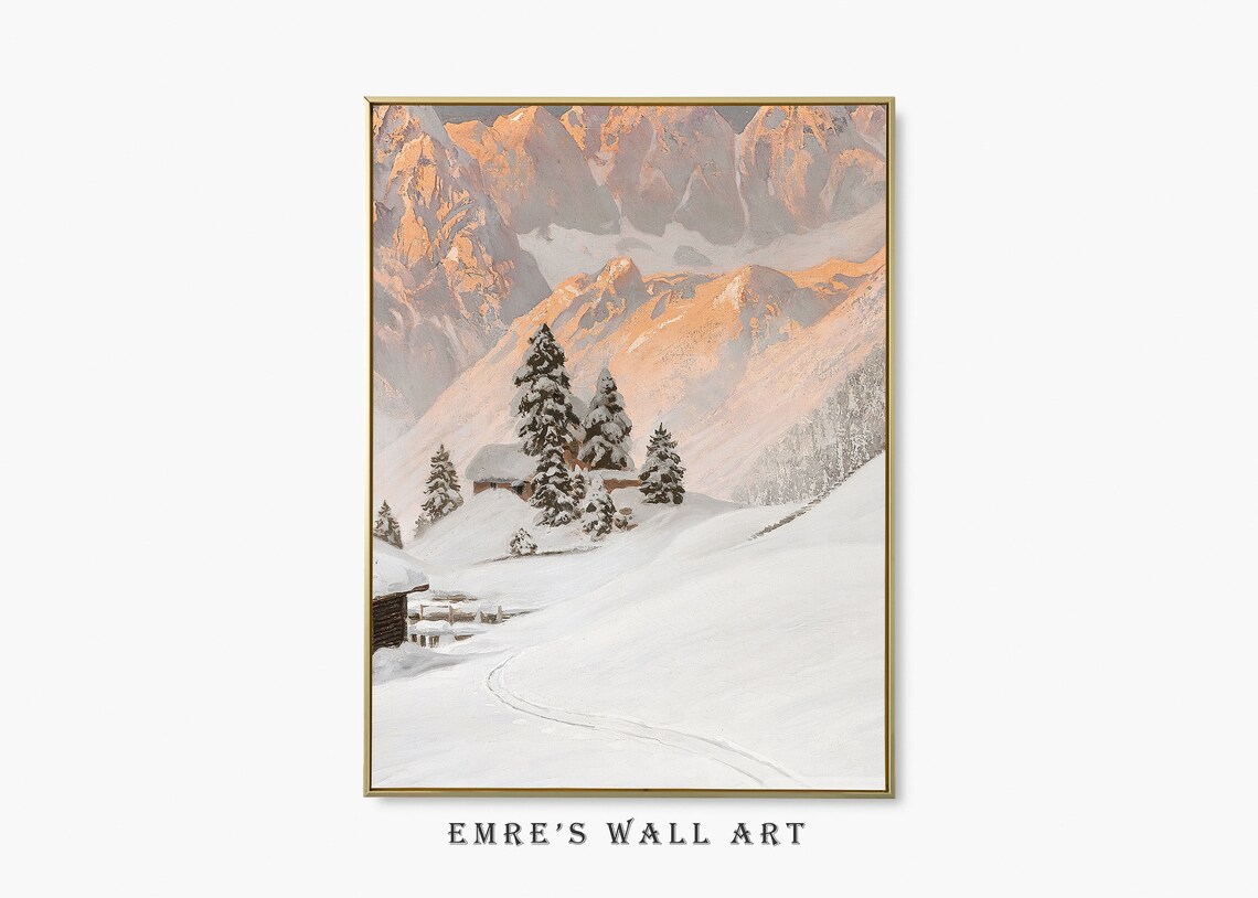 Winter Landscape Painting Set, Rustic Christmas Decor - Image 2