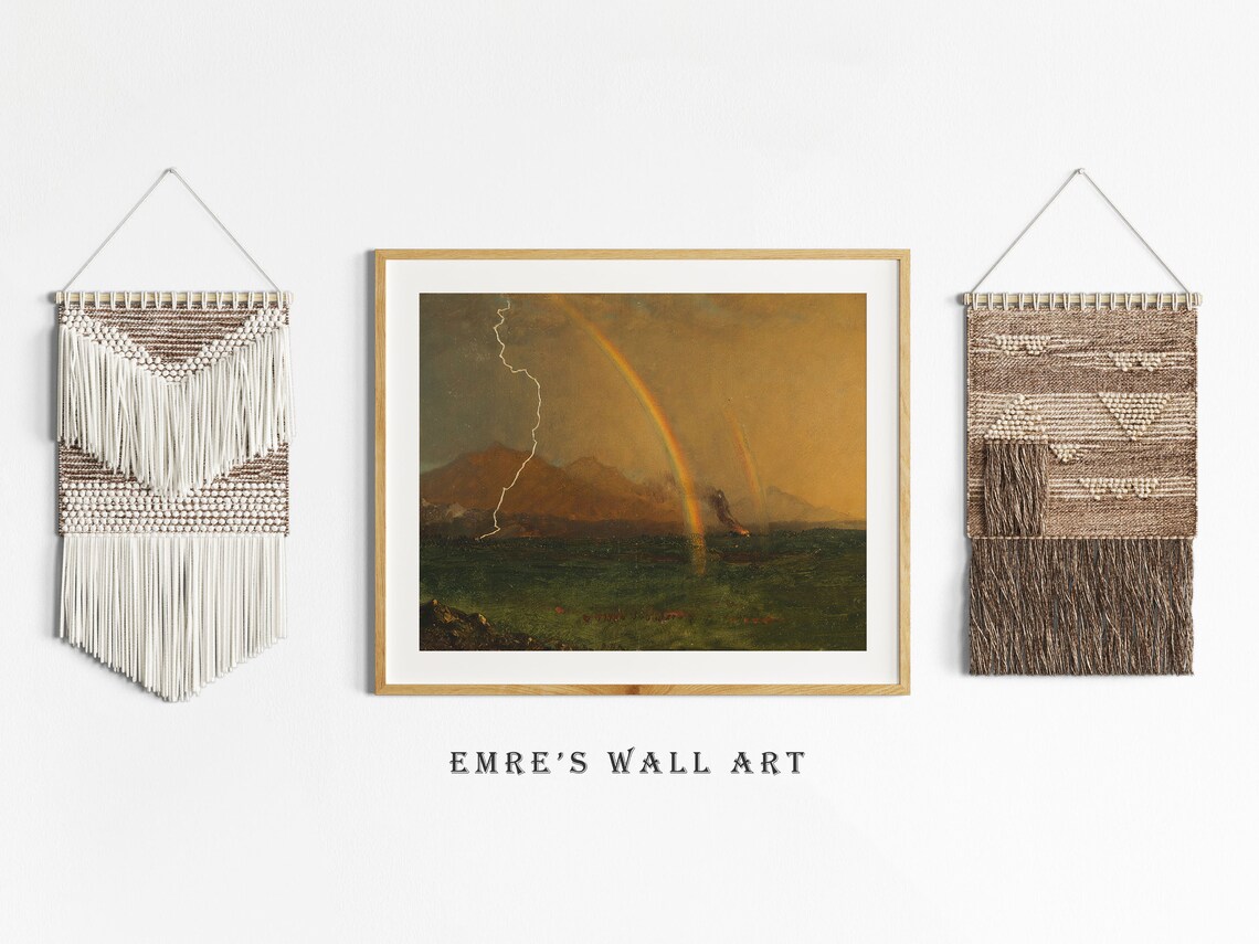 Vintage Thunderstorm Rainbow Landscape Art Print - Image 2