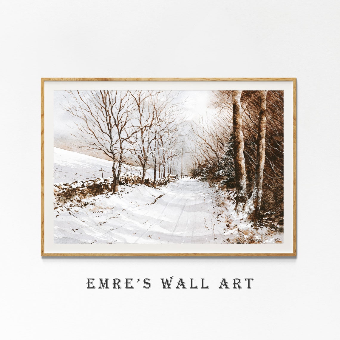 Snow Covered Country Lane Winter Trees Vintage Landscape Poster - Image 4