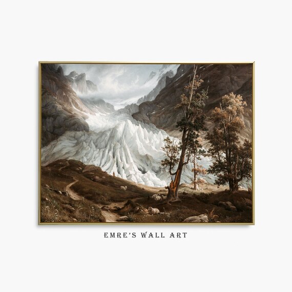 Alpine Glacier Valley Sheep Dramatic Mountain Landscape Poster