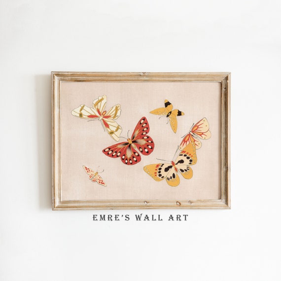 Vintage Butterfly Print, Boho Rustic Country Art