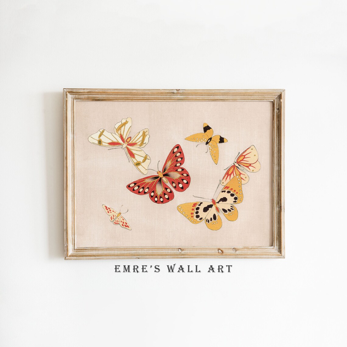 Vintage Butterfly Print, Boho Rustic Country Art