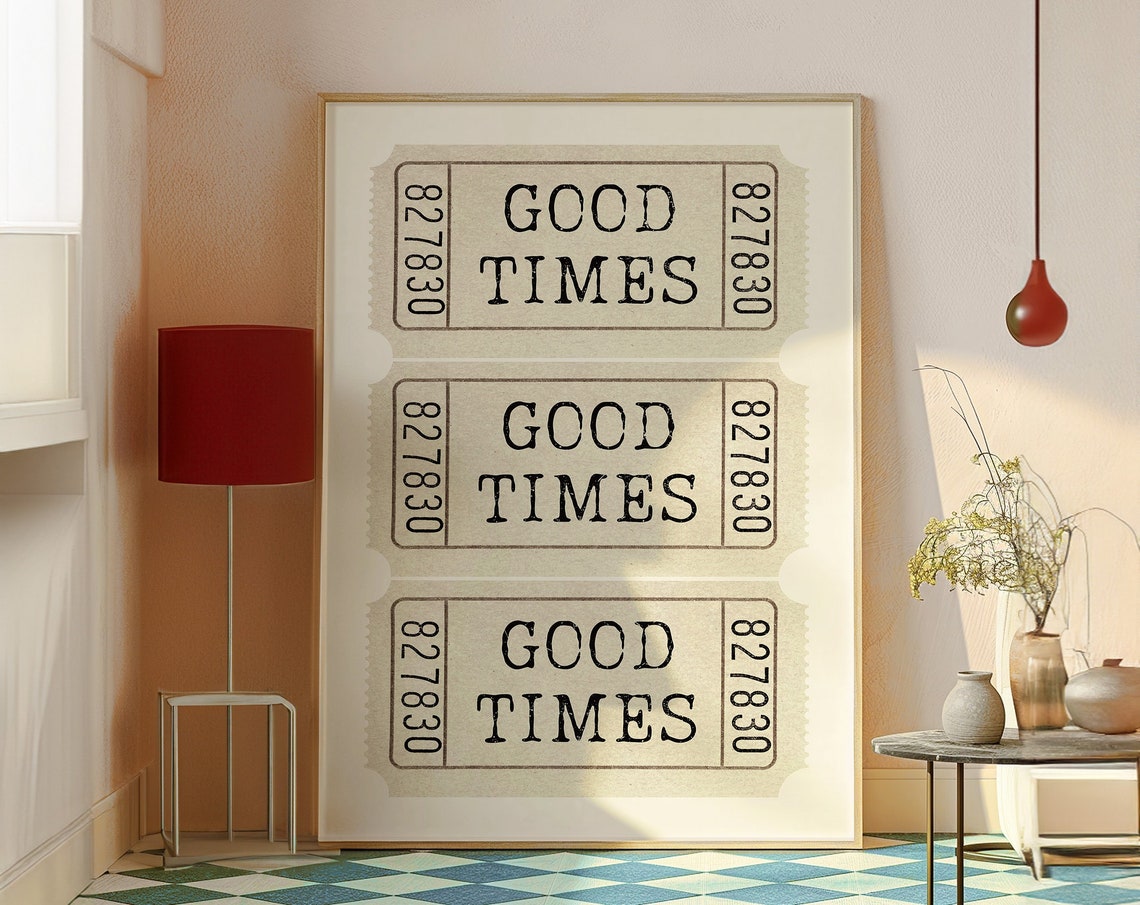 Good Times Beige Vintage Ticket Stack Cream Decorative Wall Art - Image 3