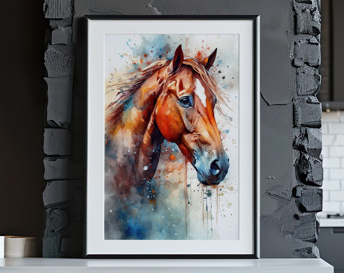 Horse Painting Wall Art Poster Gift Watercolor Colorful Animal Painting Illustration Nature Wall Art Home Decor Print