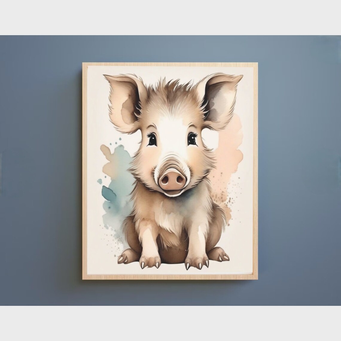 Cute Baby Wild Boar Piglet Watercolor Nursery Animal Wall Poster - Image 3