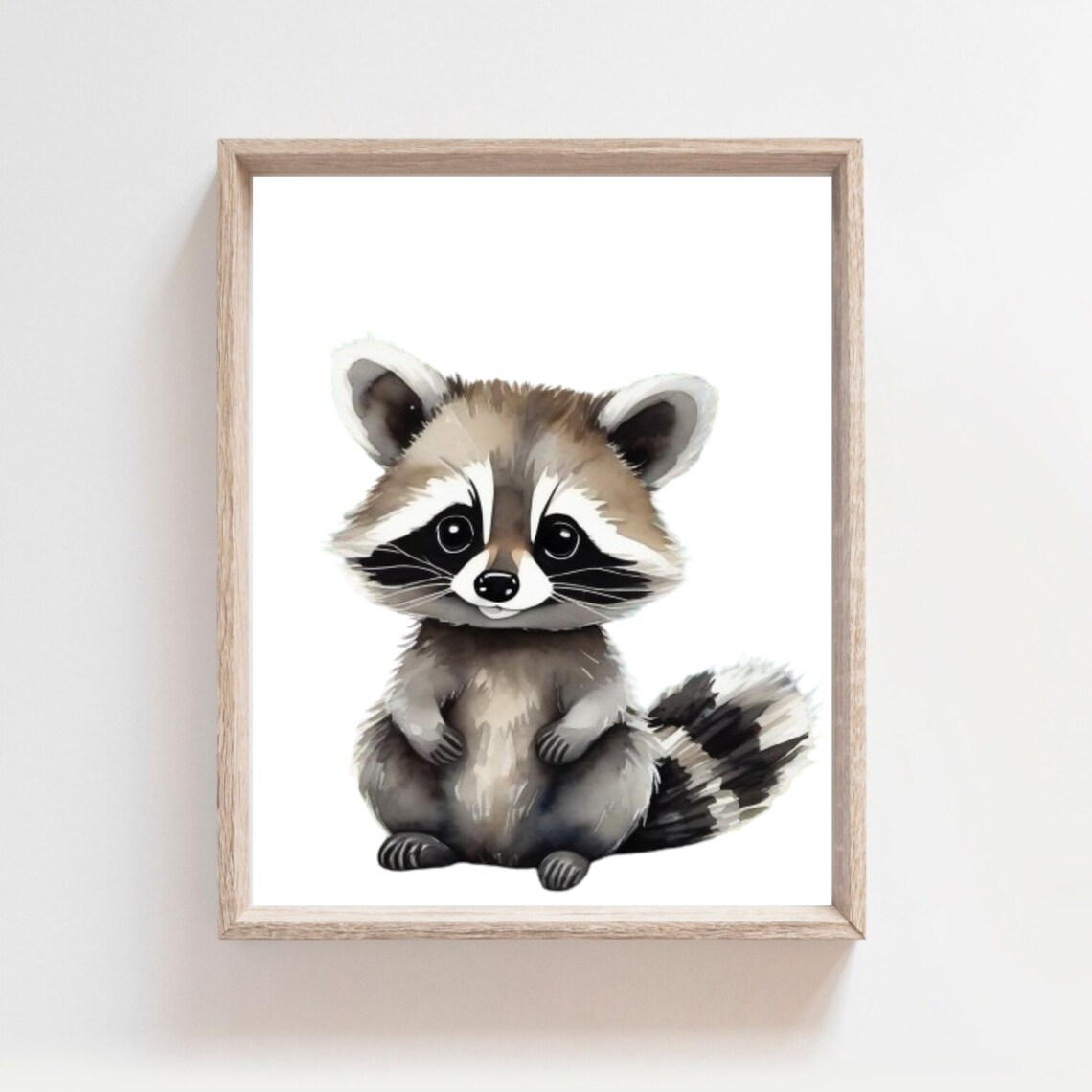 Baby Raccoon Sitting Soft Watercolor Woodland Nursery Poster