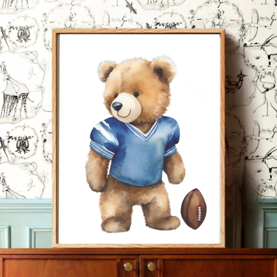 Bear Football Nursery Art Football Wal Art Sport Wall Art Football Decor Sports Decor Sport Nursery Prints Childrens Room Decor - Image 2
