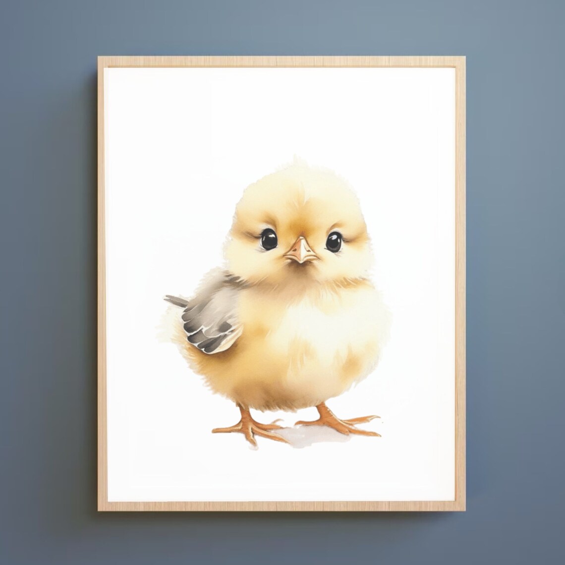 Fluffy Baby Chick Watercolor Soft Yellow Farm Bird Nursery Poster - Image 2