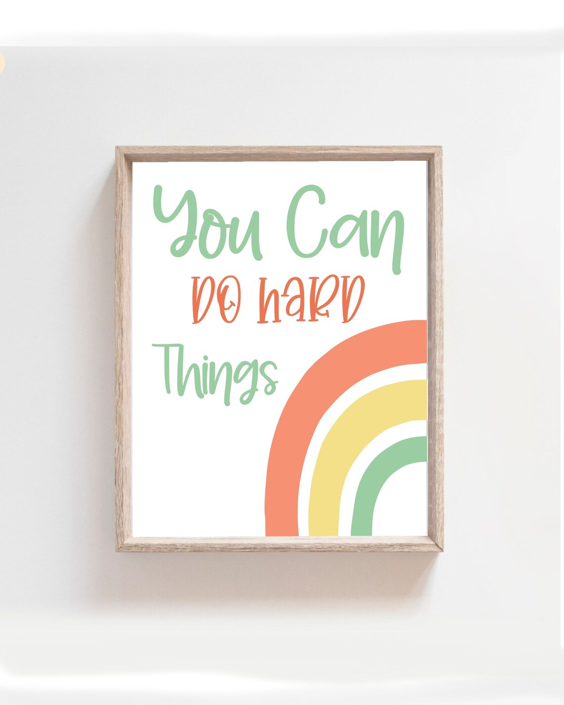You Can Do Hard Things Rainbow Affirmation Motivational Kids Room Wall Art