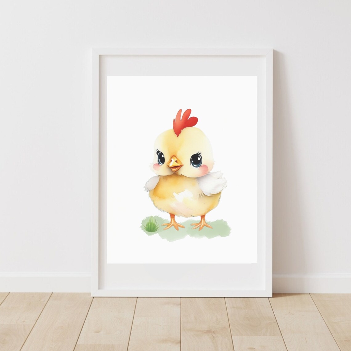 Cute Baby Chick Watercolor Yellow Farm Bird Nursery Wall Poster