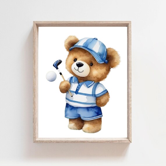 Bear Golf Nursery Sports Art Print