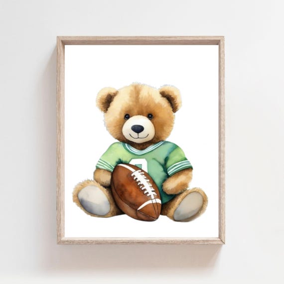Bear Football Nursery Art Football Wal Art Sport Wall Art Football Decor Sports Decor Sport Nursery Prints Childrens Room Decor