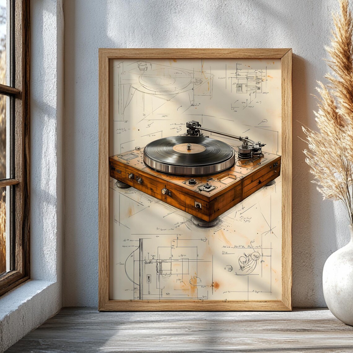 Turntable Vintage Record Player Music Art Print