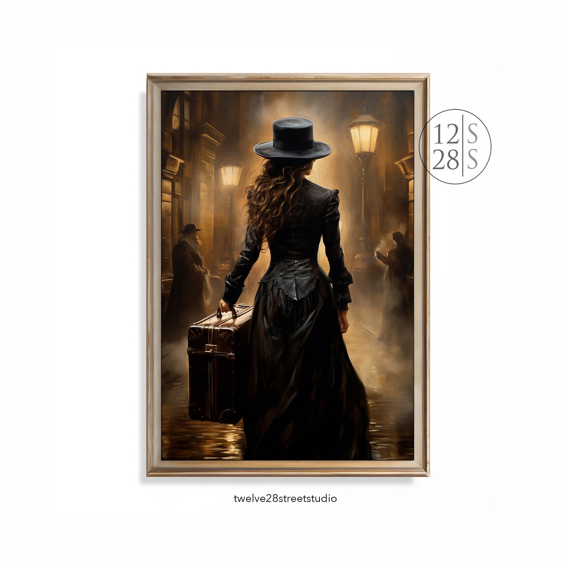 Victorian Woman in Black Hat, Dark Academia Art Print
