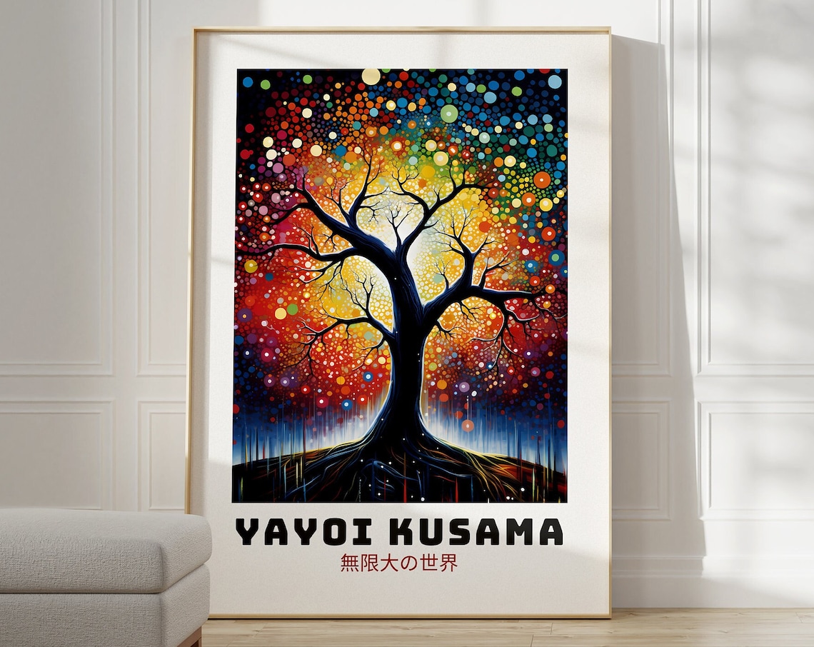 Yayoi Kusama Abstract Japanese Wall Art, Japandi Poster