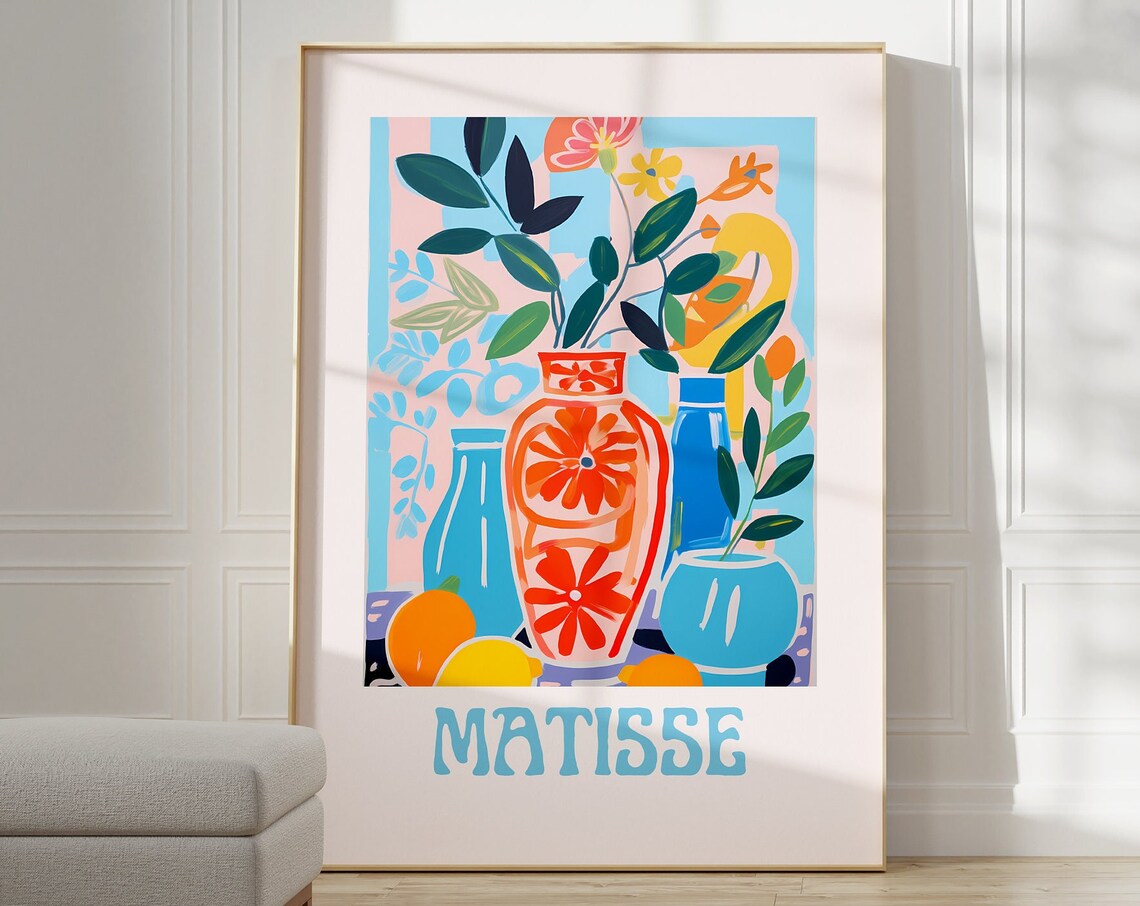 Matisse Bold Vases Orange Floral Still Life Modern Color Art Poster